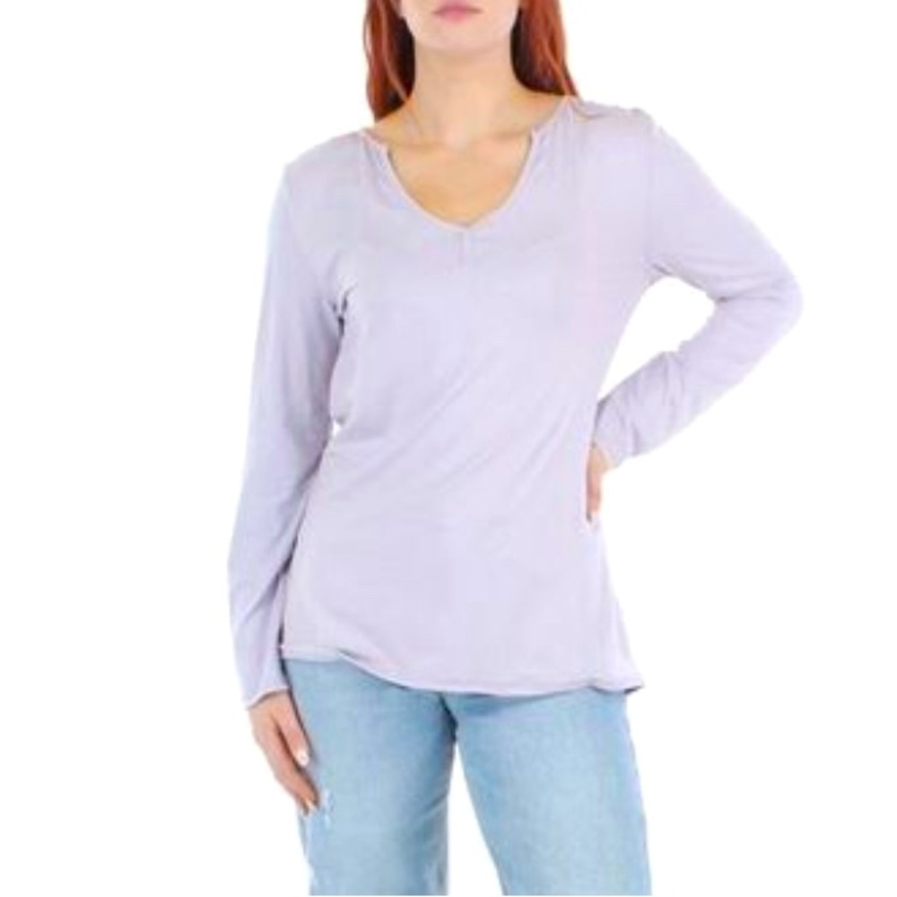 Bearpaw Womens Purple Stretch V-Neck Long-Sleeved Blouse Top NWOT